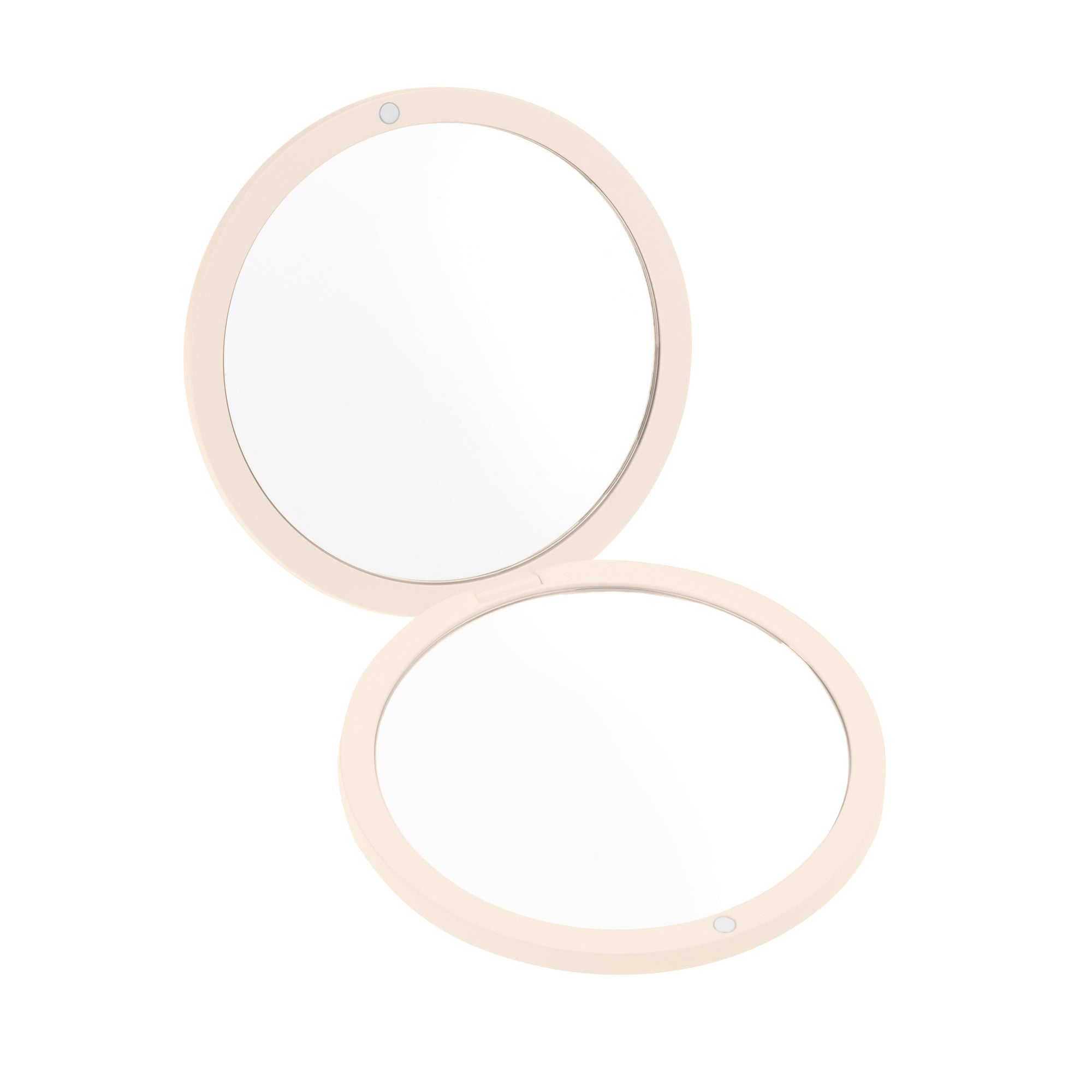 Cream Colored Mini Compact Mirror folded open