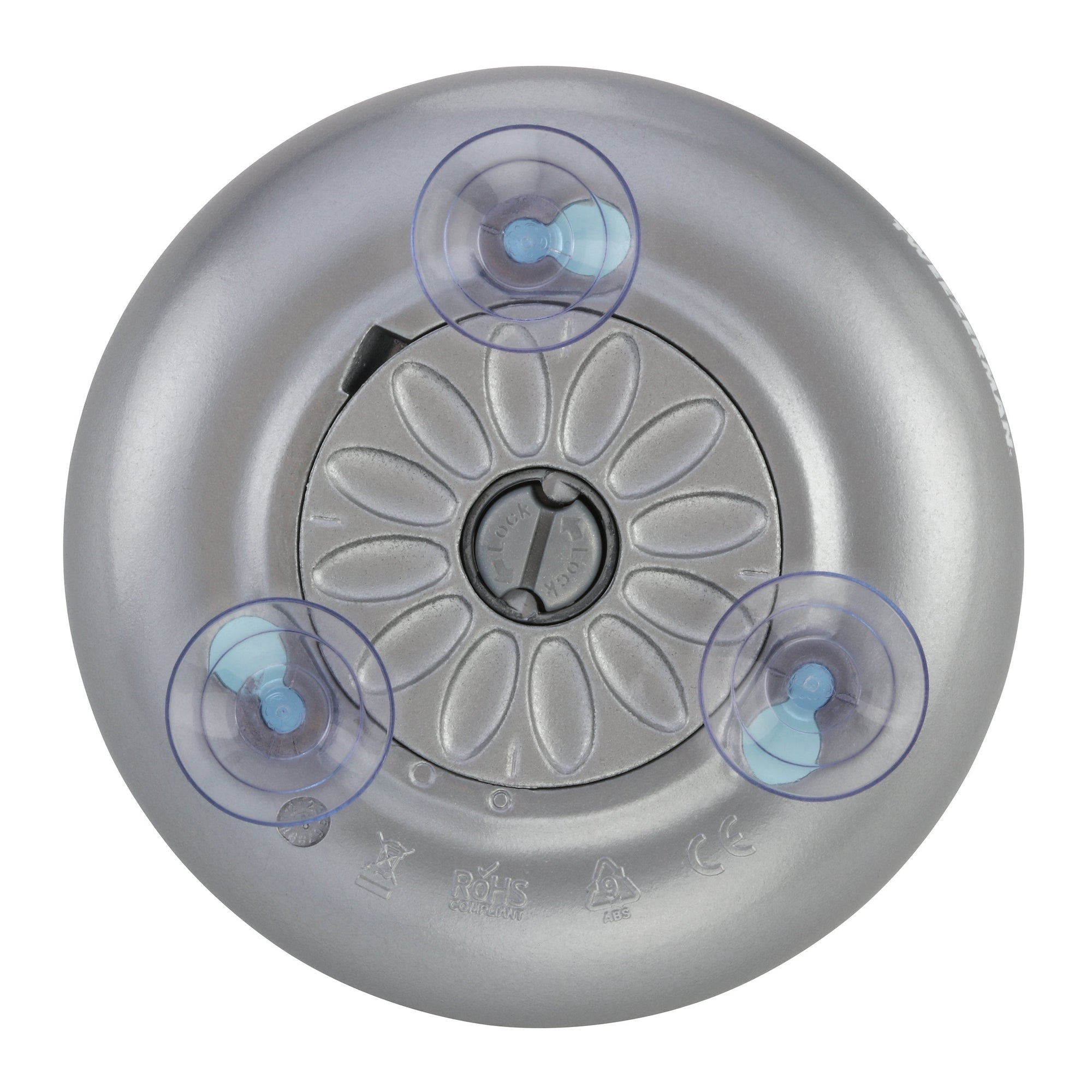 Mini miroir 15x allumé à DEL avec une zone éclairée sur le périmètre extérieur du miroir, la lumière est éteinte