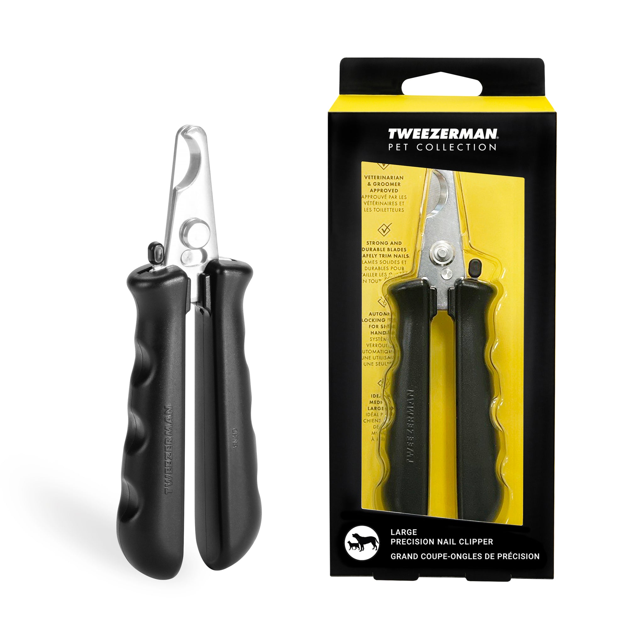 Grand coupe-ongles de précision pour animaux avec manches antidérapants noirs et lames en acier inoxydable