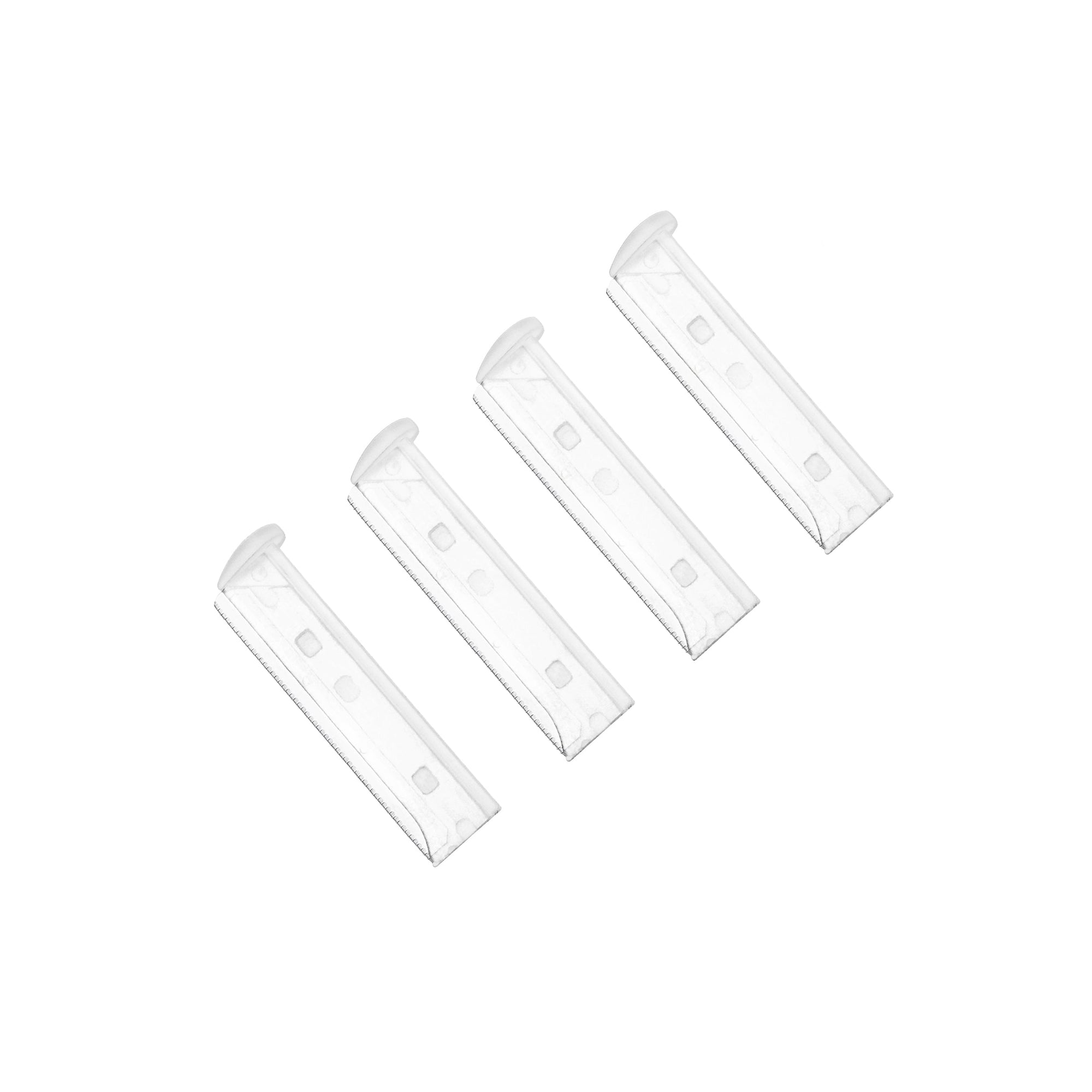 4 lames de remplacement de rasoir pour le visage avec un bord en plastique arrondi sur le dessus