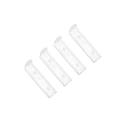 4 Facial Razor Replacement Blades with rounded plastic edge on top