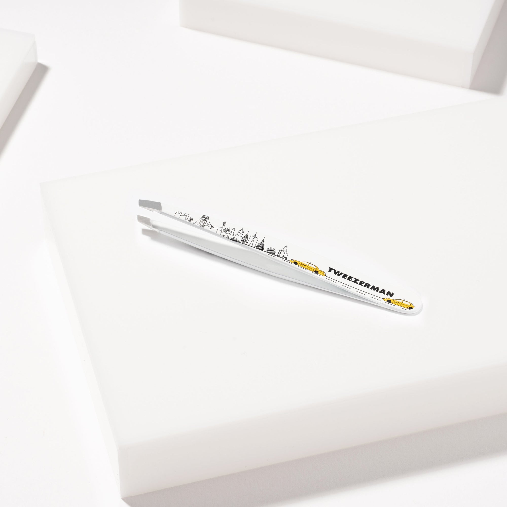 40th Birthday NYC City Skyline Slant Tweezer placed on a white background
